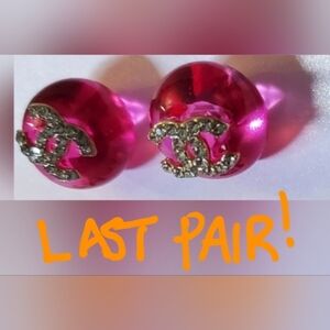 Fuchsia Crystal Logo Studs